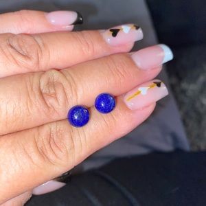 Lapis lazuli crystal earring studs
